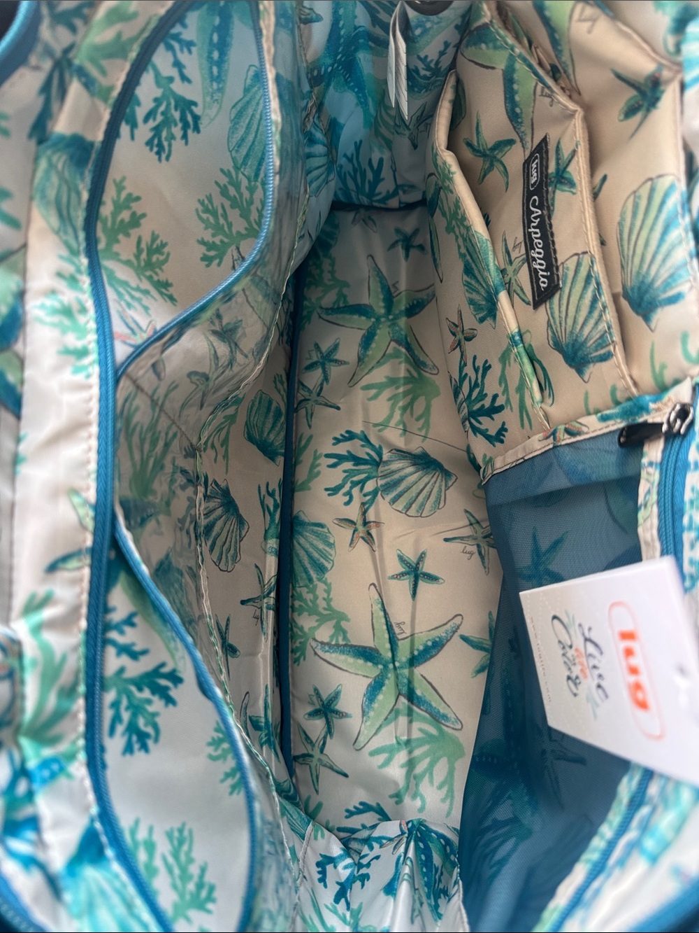 Lug ARPEGGIO Ocean Blue Quilted Tote Everyday Bag Travel Beach Casual Bag NWT - Picture 11 of 12